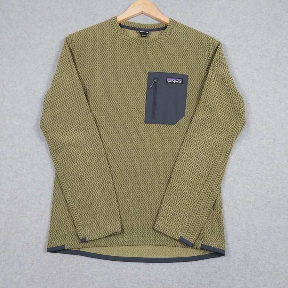 Patagonia R1 Air Crew Mens Small Palo Green Fleece Pullover Hiking Climbing